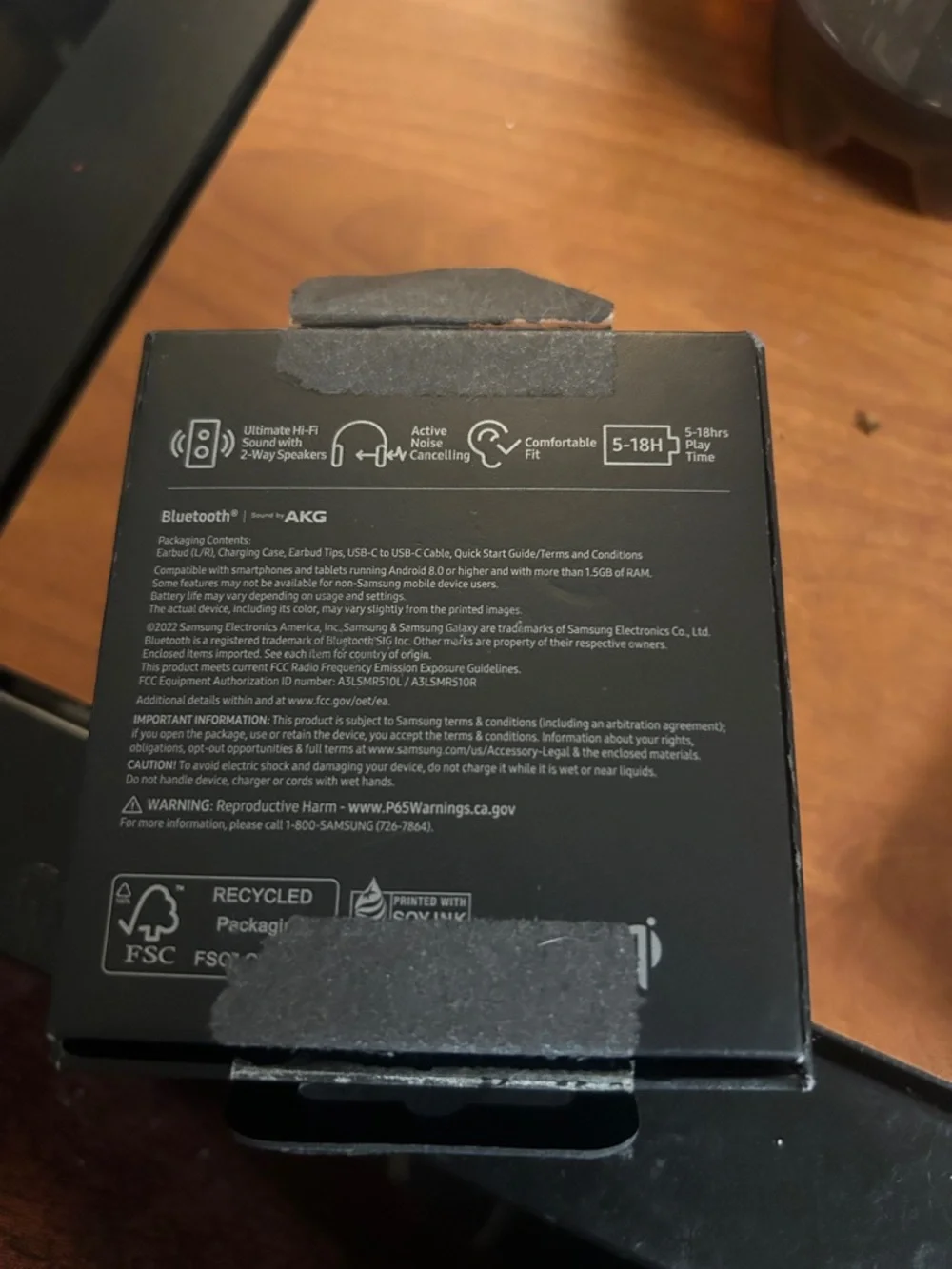 Samsung Black Earbuds Box with White Label